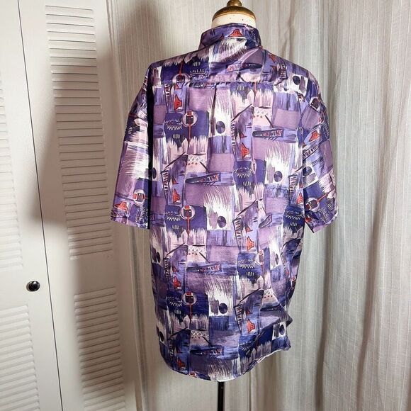 T. Corner | Men’s | Polo Shirt | M | Vintage Men's Thai Silk button Down Casual - Picture 4 of 5